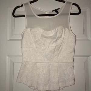Forever 21 white with mesh peplum style top